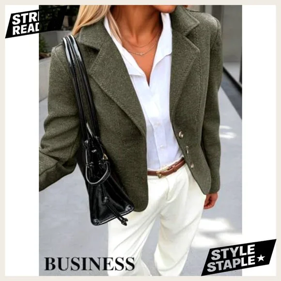 Cropped Tweed Blazer Slim Fit Work Casual Polyester Blend Lined - Picture 4 of 7